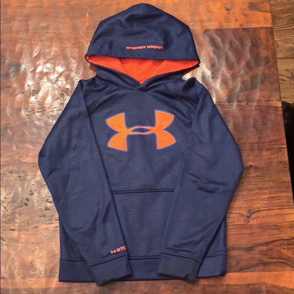 Navy blue and orange under armor hoodie